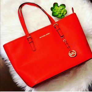 Red-Orange Michael Kors Jet Set Travel Tote (NWT)